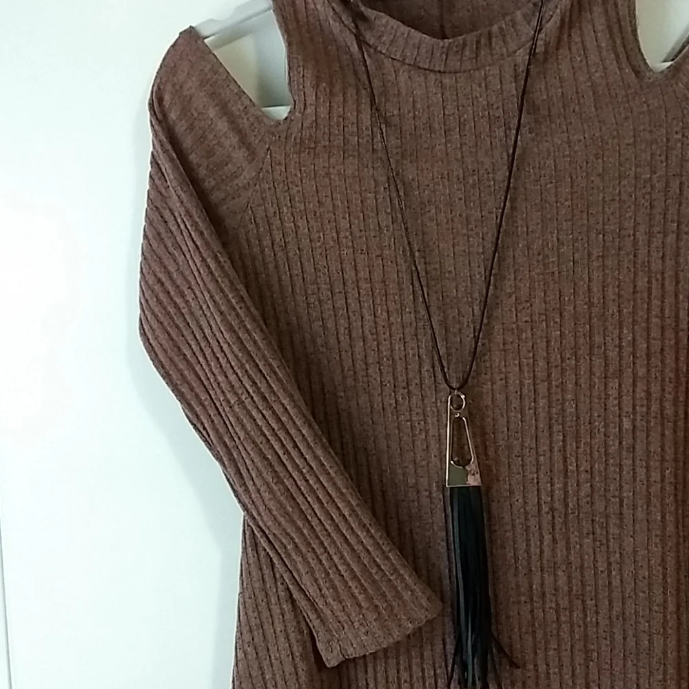 Pinc Ribbed Knit Light Brown Dress